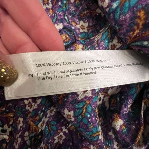 Band of the Free People Linaelle‎ Purple Floral Faux Wrap Skirt Midi NWT $89 MED - Picture 15 of 16